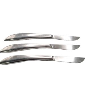 Excello Stainless Steel Steak Knives Mid-Century Modern Hollow Handle Lot Of 3